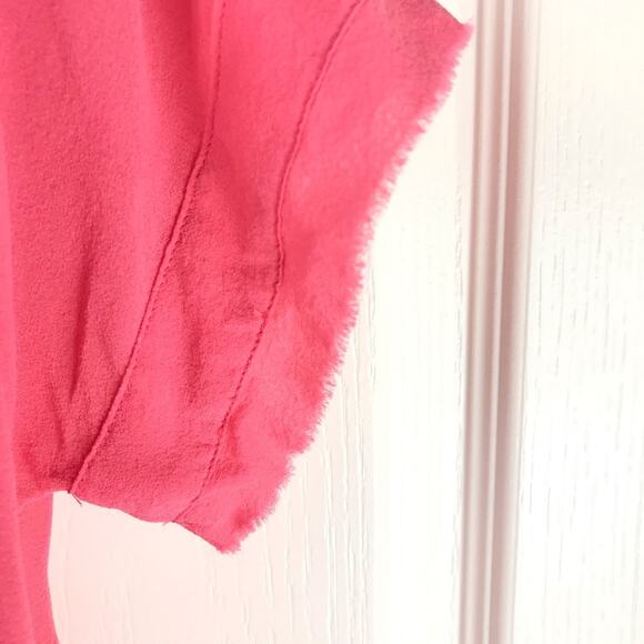 Banana Republic Silk Coral Flutter Top Shirt Blouse Sz Small - Picture 4 of 8